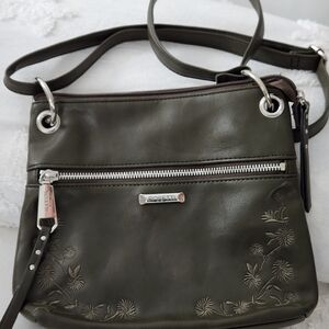 Rosetti Olive Green Crossbody Bag With Zip Front And Top Closures VERY CLEAN